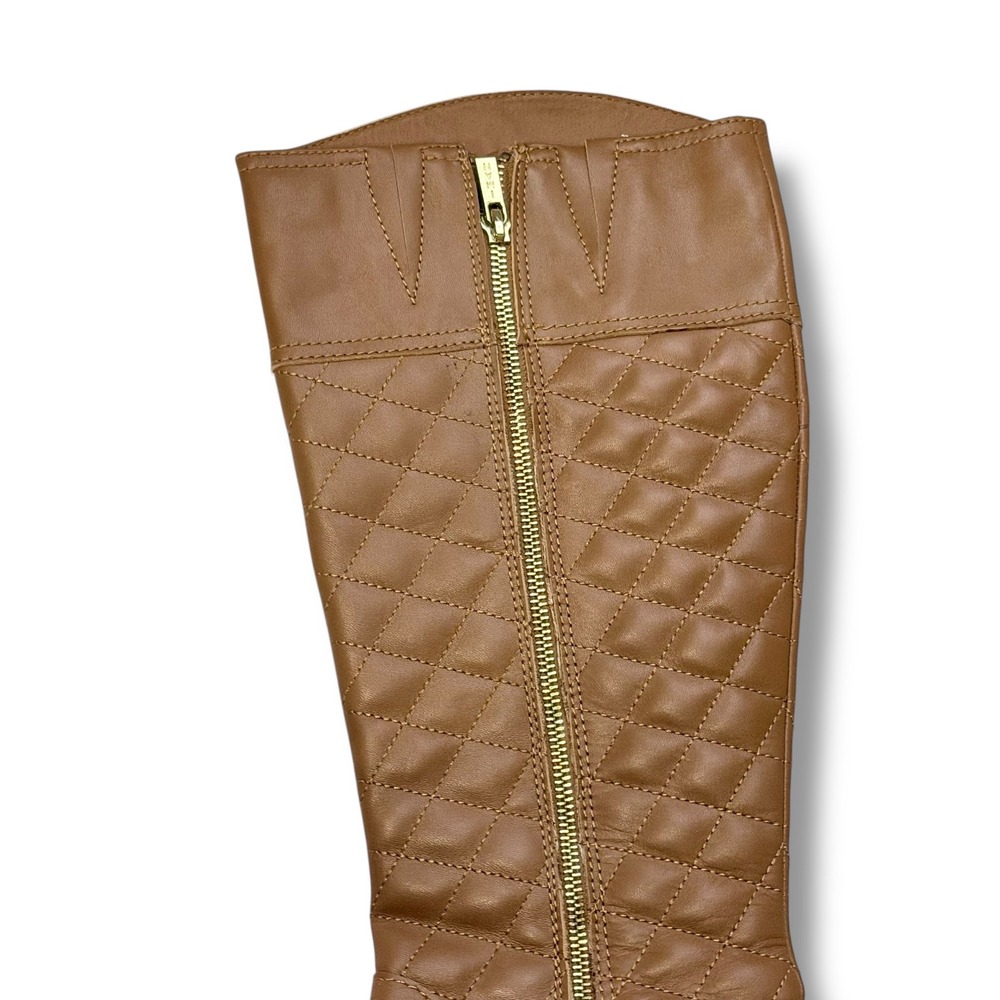 IMAN Women's quilted tan brown Leather Upper Riding Boots Size 7.5 - Picture 8 of 12